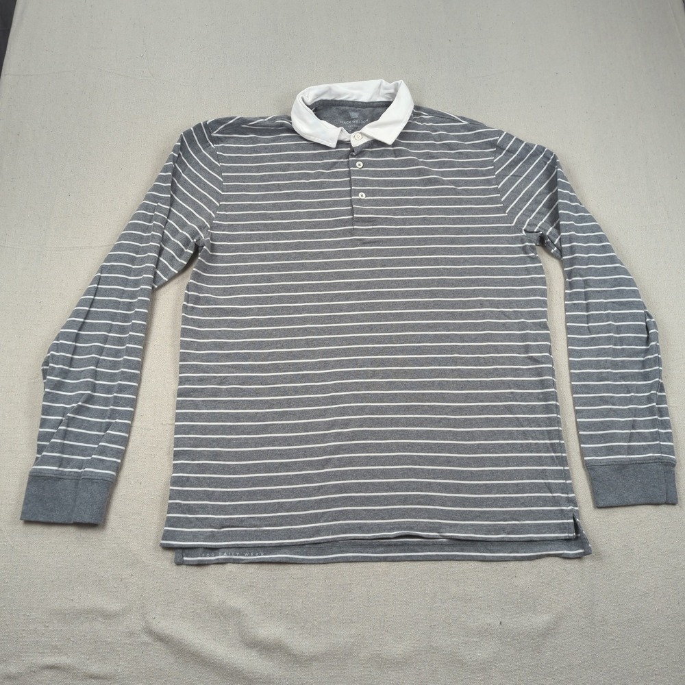 Mack Weldon Shirt Mens 2XL‎ Gray Striped Preppy Rugby